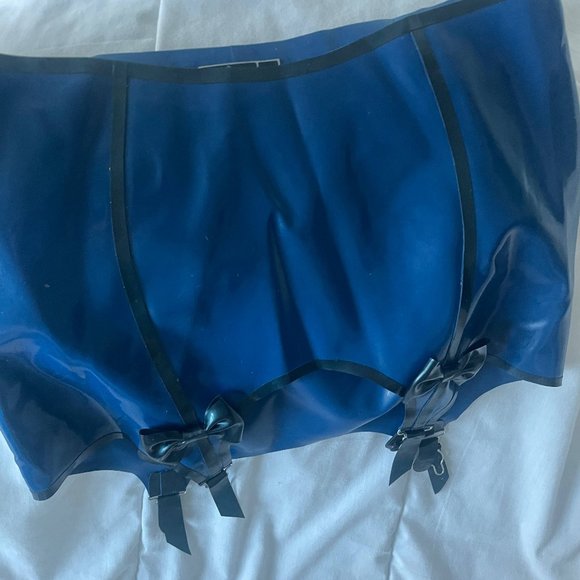 Latex Rubber Gummi Girdle by Libidex Small in Nightshade Blue Fetish - Picture 1 of 4